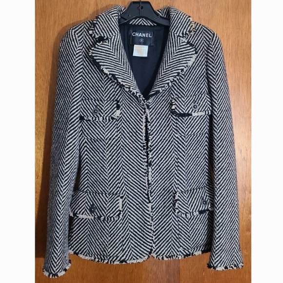 CHANEL 34 Runway Herringbone Wool Blazer ASO KATE MOSS - Picture 5 of 16